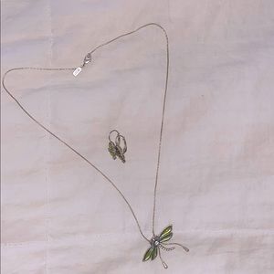 Dragonfly necklace and earrings set